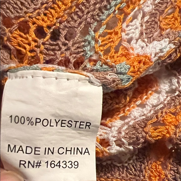 Petal & Pup Zigzag Crochet Maxi Skirt White Orange Gray 8 EUC Boho Cottagecore - Picture 7 of 7